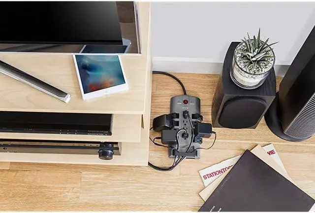 Alt view image 6 of 6 - Surge Power Strip Protector - 8 Rotating & 4 Stationary AC Multiple Outlets - 8 ft Long Heavy Duty Extension Cord Flat Pivot Plug for Home, Office, Travel, Desktop & Charging Brick, 4320 Joules