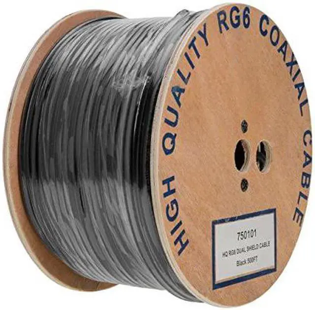 Alt view image 3 of 4 - 500ft Dual Shield Coaxial Cable 18 AWG Copper Clad Steel Conductor Foam PE Core 60 aluminum braid PVC Jacket Reel in Box 500FT Black
