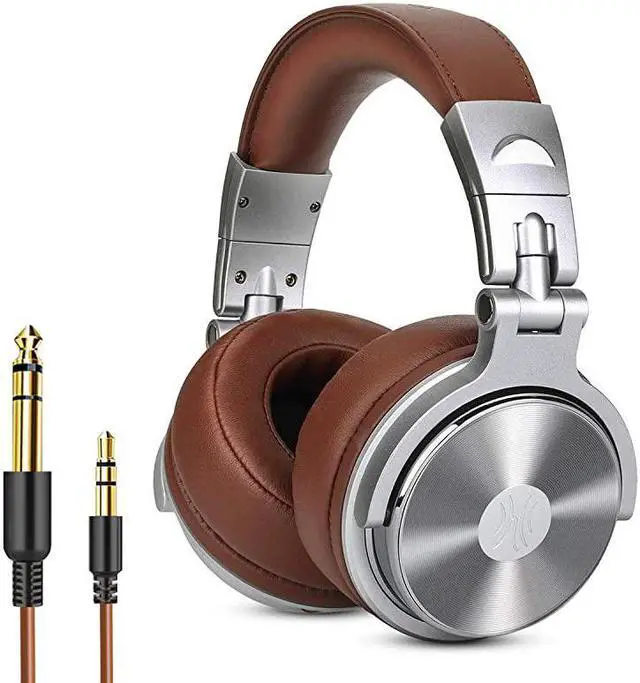 Main image of Ear Headphone Wired Premium Stereo Sound Headsets with 50mm Driver Foldable Comfortable Headphones with Protein Earmuffs and Shareport for Recording Monitoring Podcast PC TV with Mic Silver