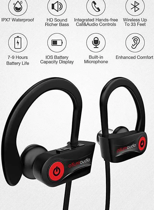 Alt view image 2 of 7 - Wireless Headphones Bluetooth Headphones Best Sports Earbuds IPX7 Waterproof Stereo Earphones for Gym Running 9 Hours Playtime Noise Cancelling Headsets