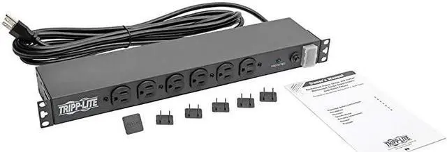 Alt view image 6 of 6 - 14 Outlet NetworkGrade Rackmount PDU 15A Surge Protected Power Strip 15ft Cord with 515P DRS1215Black