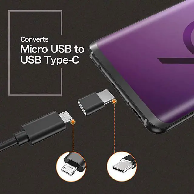 Alt view image 3 of 6 - USB Type C Adapter 4Pack Micro USB Female to USB C Male Convert Connector Fast Charging Compatible with Samsung Galaxy S10 S9 S8 PlusNote 9 8Pixel 3 2 XLLG V35 V30 G7 G6Moto Z2 Z3Black
