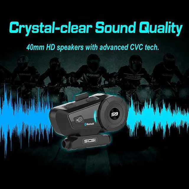 Alt view image 4 of 6 - Bluetooth Headset Motorcycle Intercom SCS ETC S9 2019 Intercom Motorcycle Communication System Wireless Headphone with Noise Cancellation Up to 6 Riders for Motorbike Skiing