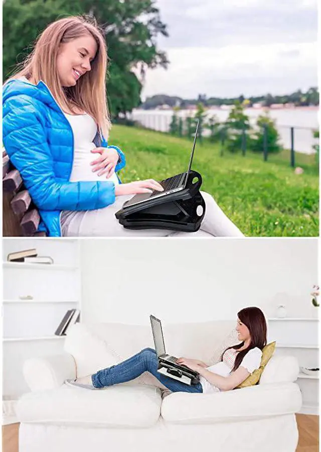 Alt view image 7 of 7 - Laptop Lap Pad Laptop Stand with Attached Mouse Pad Cushion and USB Cooling Fan NonSlip Heat Shield Tablet Computer Stand for Sturdy Work Station for Home Office Bed Sofa Couch and Car