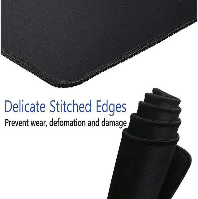 Alt view image 2 of 6 - 3 Pack Standard Mouse Pad with Stitched Edges Comfortable Mouse Mat Pad NonSlip Rubber Base Mousepad for All Types of Mouse Laptop Computer PC 103 x 83 inches Black