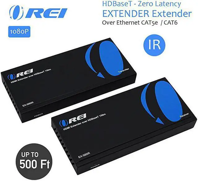 Alt view image 2 of 4 - HDBaseT HDMI Extender over Cat5e6 Ethernet LAN cable Up to 500 Feet IR HDMI Loopout RS232 PoC HDMI Balun EX500IR