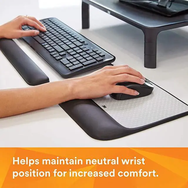 Alt view image 4 of 7 - Precise Mouse Pad with Gel Wrist Rest Soothing  Gel Technology and Satin Smooth Cover for All Day Comfort Optical Mouse Performance and Battery Saving Design MW85B