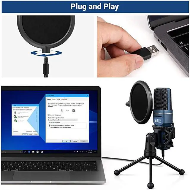 Alt view image 2 of 7 - USB Gaming Microphone  Computer Condenser PC Mic with Tripod Stand Pop Filter for Streaming Podcasting Vocal Recording Compatible with iMac PC Laptop Desktop Windows Computer TC777