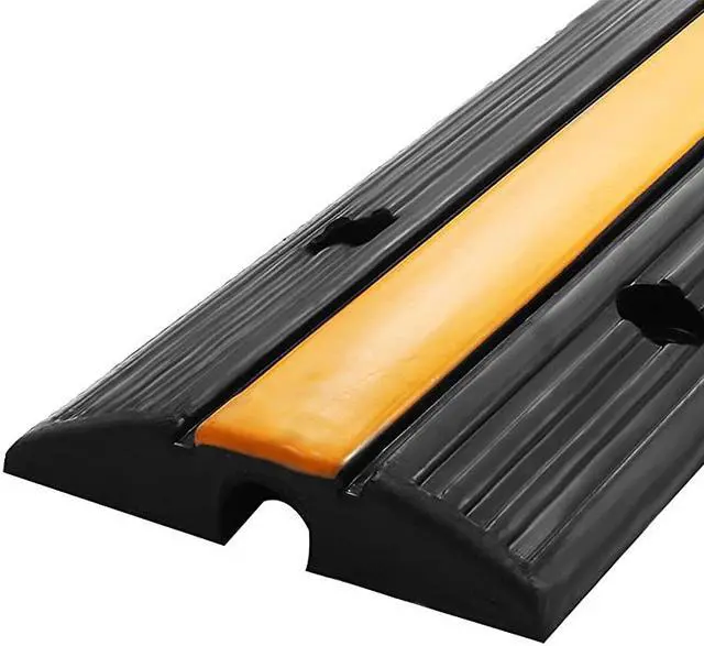 Alt view image 7 of 7 - 4 Pack 1Channel Rubber Cable Protector Ramp Traffic Speed Bump 18000lbs Capacity Heavy Duty Cable Protective Cover Ramp Driveway Hose Cord Track Protector Wires Concealer for Garage Parking