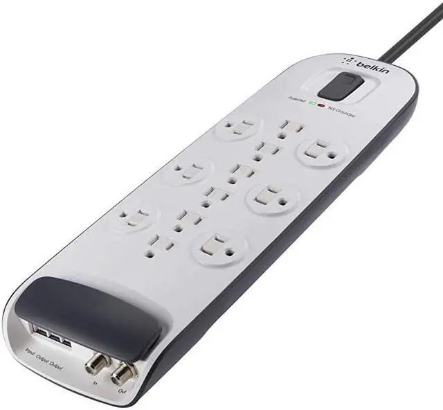 Alt view image 3 of 7 - 12Outlet Advanced Power Strip Surge Protector 8ft Cord Telephone And Coaxial Protection 3996 Joules