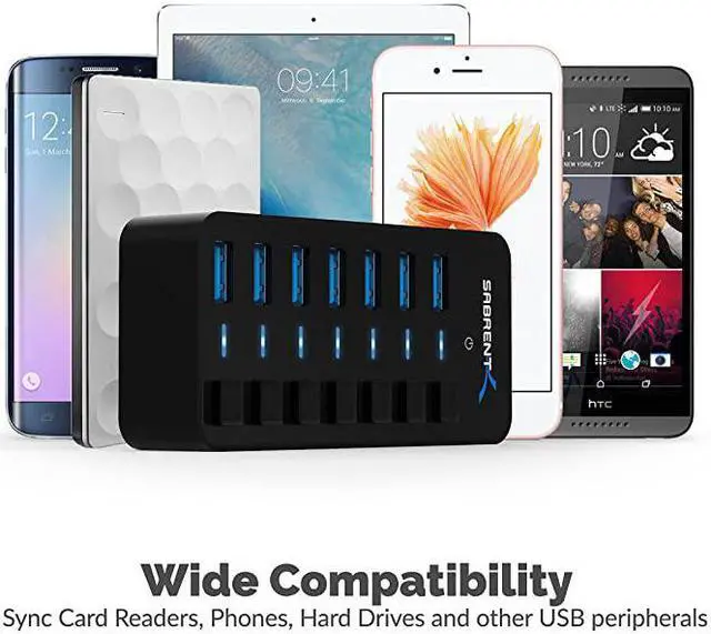 Alt view image 4 of 7 - 36W 7Port USB 30 Hub with Individual Power Switches and LEDs Includes 36W 12V3A Power Adapter HBBUP7