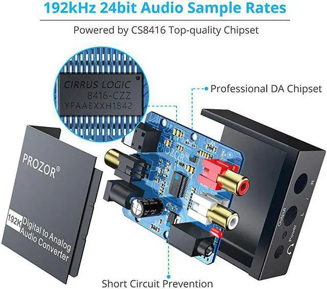 Alt view image 4 of 7 - 192KHz Digital to Analog Audio Converter DAC Digital SPDIF Optical to Analog LR RCA Converter Toslink Optical to 35mm Jack Adapter for PS3 HD DVD PS4 Amp Apple TV Home Cinema