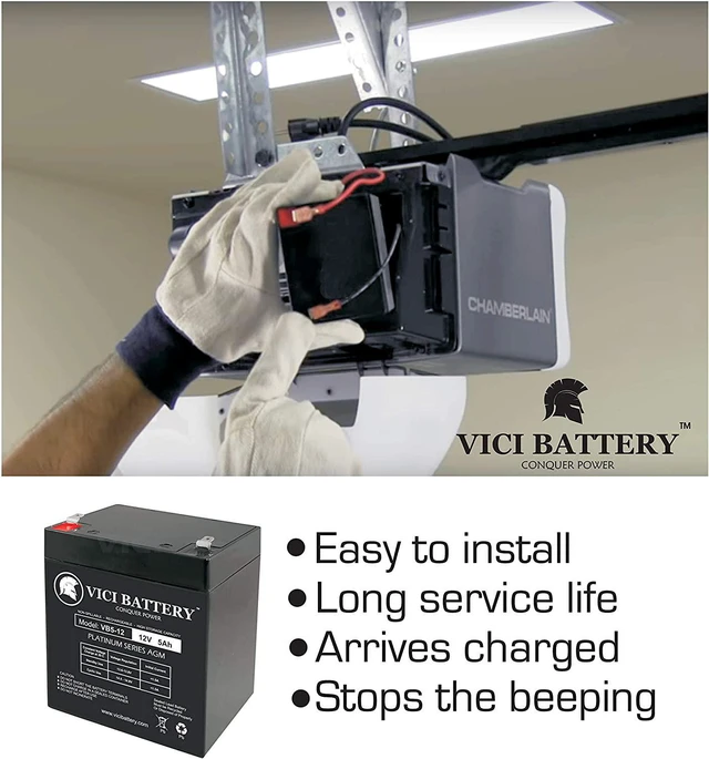 Alt view image 3 of 4 - VICI Battery VB5-12 - 12V 5AH AGM Chamberlain 41A6357-1 Garage Door Opener Battery
