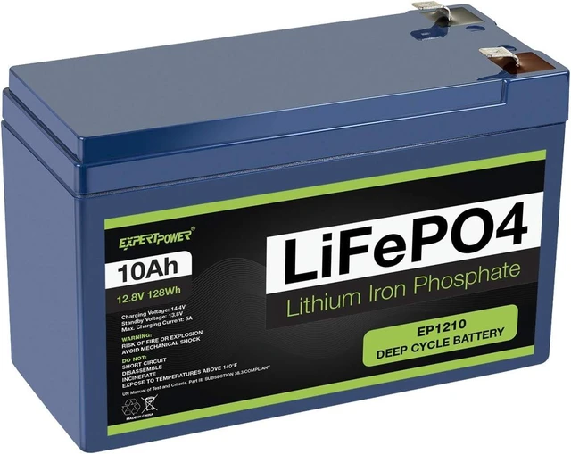 Main image of ExpertPower 12V 10Ah Lithium LiFePO4 Deep Cycle Rechargeable Battery | 2500-7000 Life Cycles & 10-Year Lifetime | Built-in BMS