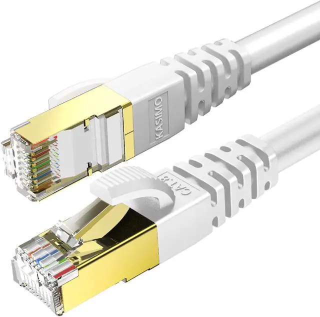 Main image of CAT 8 Ethernet Cable 6 FT, Cat8 Internet Cable 40Gbps with RJ45 Gold Plated Connector SFTP, High Speed Gaming LAN Patch Cable, Compatible with Cat5/Cat6/Cat7, White (White, 6FT 1 Pack)