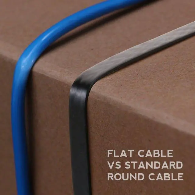 Alt view image 4 of 4 - Buhbo 2 FT Cat6 Flat Ethernet Network Cable RJ45 (5-Pack), Black