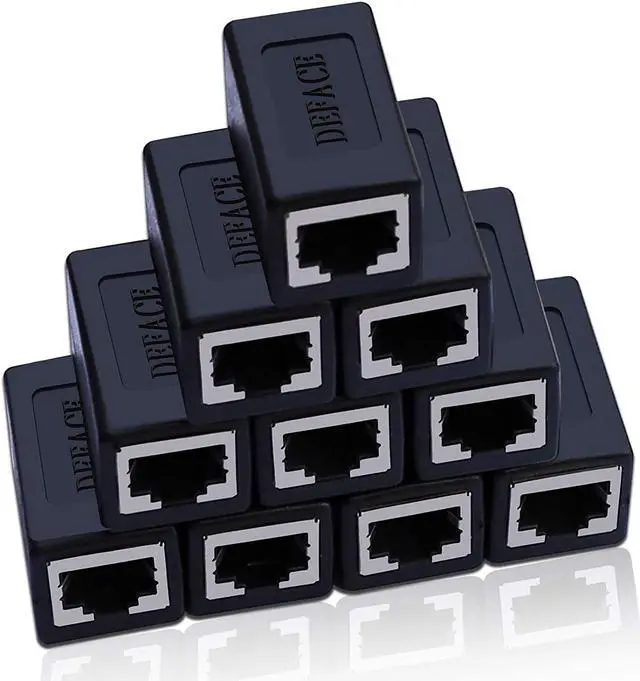 Main image of DEFACE RJ45 Coupler Cable Coupler Cat8 Cat7 Cat6 Cat5e Female to Female Ethernet Adapter 10pcs per Pack Black