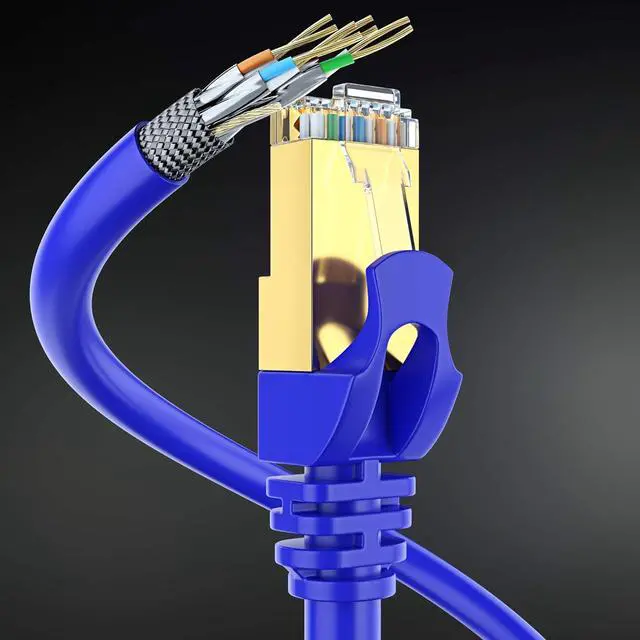 Alt view image 4 of 7 - Cat 7 Ethernet Cable 100 ft - High-Speed Internet & Network LAN Patch Cable, RJ45 Connectors - 100ft / Blue - Perfect for Gaming, Streaming, and More