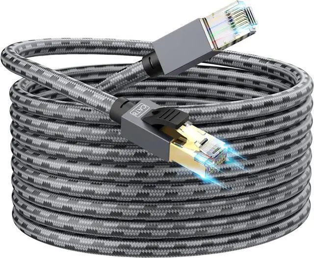 Alt view image 2 of 7 - SNANSHI 150 ft Ethernet Cable, CAT 8 Heavy Duty 26AWG Nylon Braided High Speed Cat8 Network LAN Patch Cord, 40Gbps 2000Mhz SSTP Double Shielded Cat8 Ethernet Cable RJ45 Cable