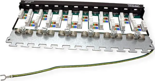 Alt view image 6 of 7 - TRENDnet 12-Port Cat6A Shielded Patch Panel, 10G Ready, Cat5e,Cat6,Cat6A Compatible, Metal Housing, Color-Coded Labeling for T568A and T568B Wiring,Cable Management,Wall Mountable, Black,TC-P12C6AS