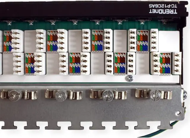Alt view image 7 of 7 - TRENDnet 12-Port Cat6A Shielded Patch Panel, 10G Ready, Cat5e,Cat6,Cat6A Compatible, Metal Housing, Color-Coded Labeling for T568A and T568B Wiring,Cable Management,Wall Mountable, Black,TC-P12C6AS