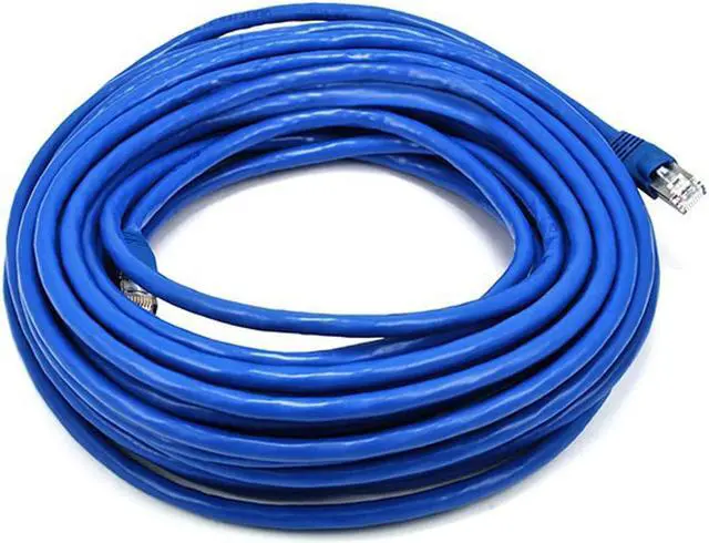 Alt view image 6 of 19 - Monoprice Cat6A Ethernet Patch Cable - 50 Feet - Blue | Snagless RJ45, Stranded, 550Mhz, STP, Pure Bare Copper Wire, 10G,26AWG
