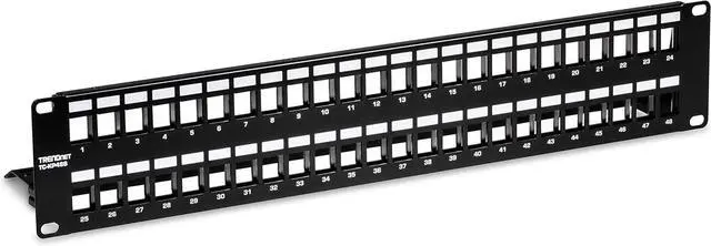 Alt view image 5 of 5 - 48-Port Blank Keystone Shielded 2U HD Patch Panel, TC-KP48S, 2U 19 Metal Rackmount Housing, Network Management Panel, Recommended with TC-K06C6A Cat6A Keystone Jacks (Sold Separately)