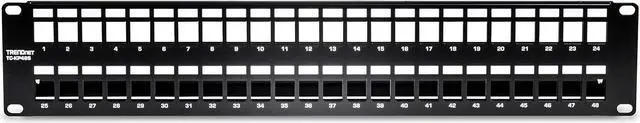 Alt view image 4 of 5 - 48-Port Blank Keystone Shielded 2U HD Patch Panel, TC-KP48S, 2U 19 Metal Rackmount Housing, Network Management Panel, Recommended with TC-K06C6A Cat6A Keystone Jacks (Sold Separately)