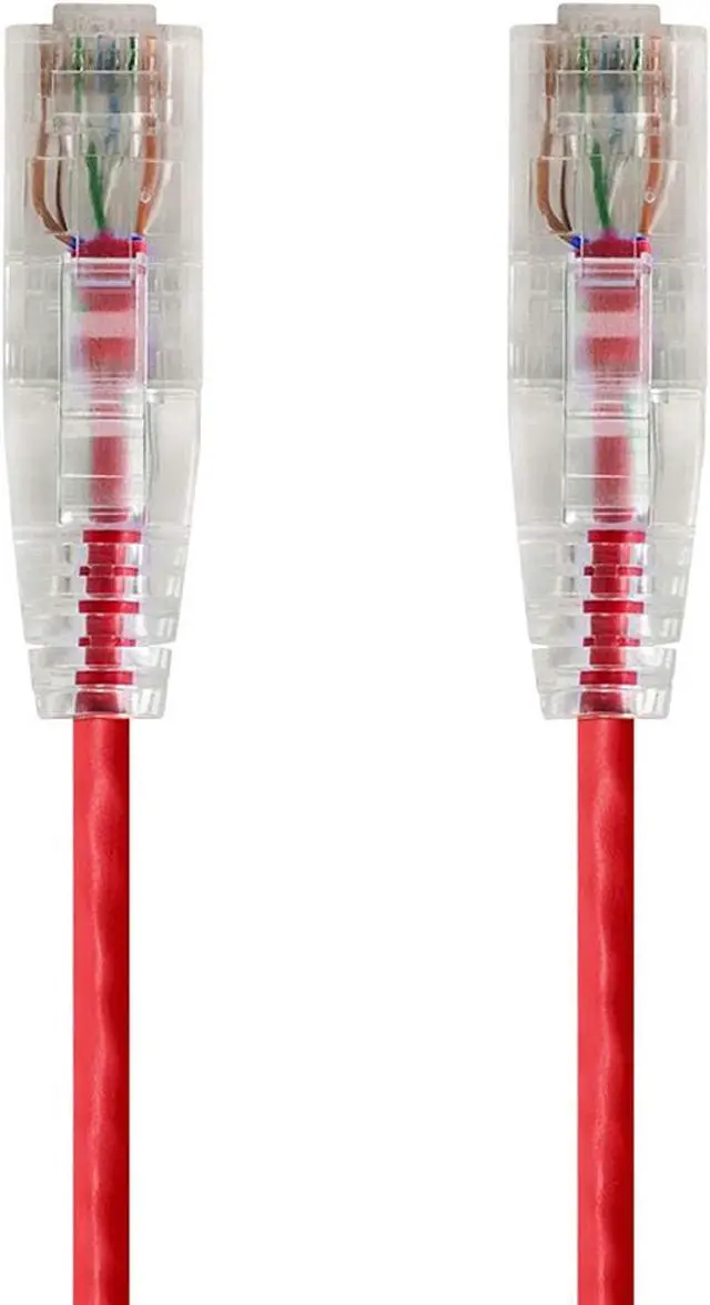 Alt view image 6 of 14 - Monoprice Cat6 Ethernet Patch Cable - 10 feet - Red | Snagless RJ45 Stranded 550MHz UTP CMR Riser Rated Pure Bare Copper Wire 28AWG - SlimRun Series