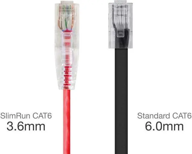 Alt view image 7 of 14 - Monoprice Cat6 Ethernet Patch Cable - 10 feet - Red | Snagless RJ45 Stranded 550MHz UTP CMR Riser Rated Pure Bare Copper Wire 28AWG - SlimRun Series