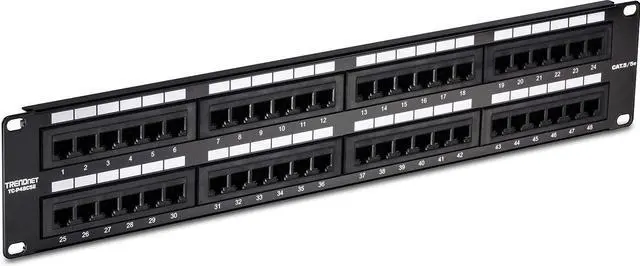 Alt view image 5 of 7 - TRENDnet 48-Port Cat5/5e Unshielded Patch Panel, TC-P48C5E, 2U 19 inch Rackmount Design or Wall Mount, Cable Management, NDAA Compliant, 48 x Gigabit RJ-45 Ports
