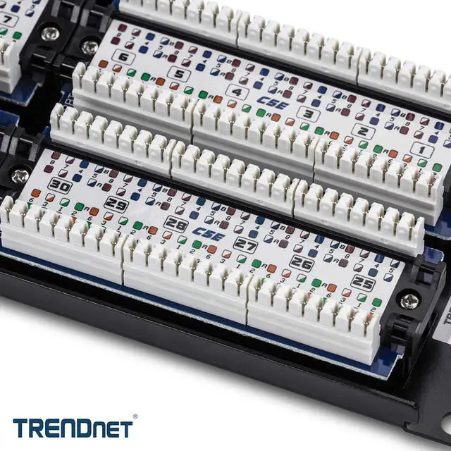 Alt view image 7 of 7 - TRENDnet 48-Port Cat5/5e Unshielded Patch Panel, TC-P48C5E, 2U 19 inch Rackmount Design or Wall Mount, Cable Management, NDAA Compliant, 48 x Gigabit RJ-45 Ports
