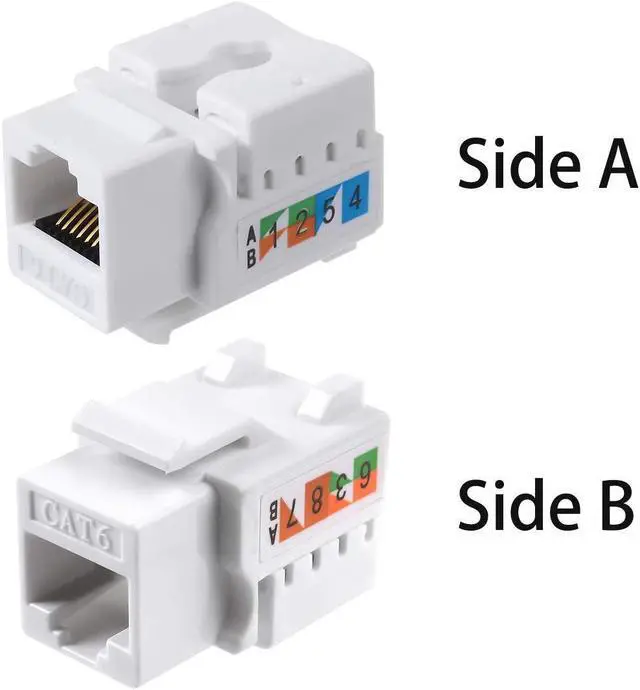 Alt view image 7 of 7 - 10-Pack RJ45 Keystone Jack Module Connector 568A/568B, Keystone Adapter Compatible Cat 6/5e/5 Connector,Cat6 Keystone Jack,RJ45 Female Connector,White