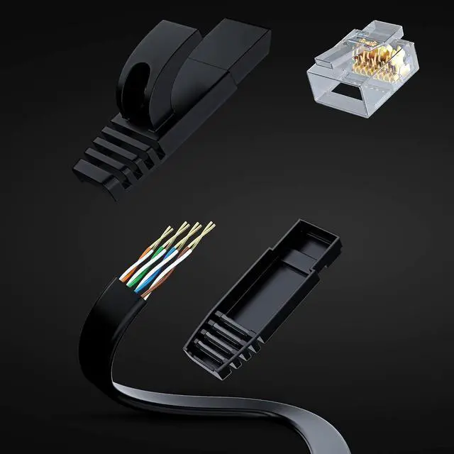 Alt view image 2 of 6 - Cat 6 Ethernet Cable 3 ft - with a Flat, Space-Saving Design High-Speed Internet & Network LAN Patch Cable, RJ45 Connectors - 3ft / Multicolor / 5 Pack - Perfect for Gaming, Streaming, and More