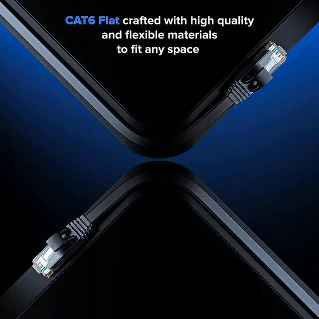 Alt view image 4 of 6 - Cat 6 Ethernet Cable 3 ft - with a Flat, Space-Saving Design High-Speed Internet & Network LAN Patch Cable, RJ45 Connectors - 3ft / Multicolor / 5 Pack - Perfect for Gaming, Streaming, and More