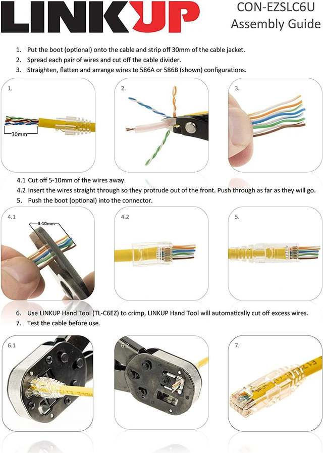 Alt view image 7 of 7 - LINKUP - Snagless RJ45 Cat6 UTP Connectors EZ Pass Through Ends