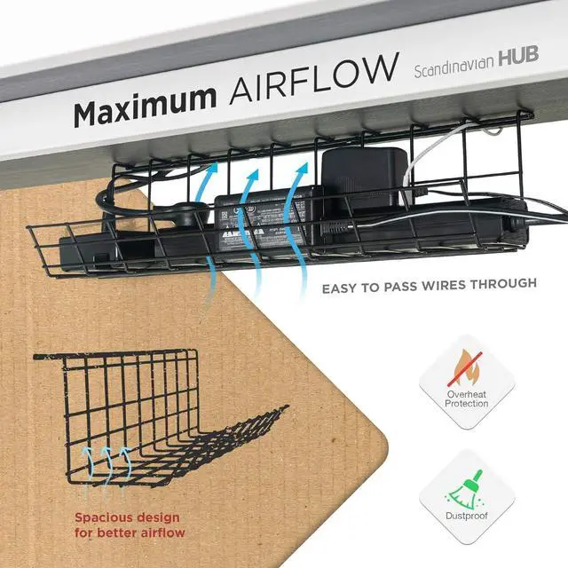 Alt view image 6 of 7 - Under Desk Cable Management Tray, Cord Organizer for Desk, Cable Organizer, Wire Organizer, Cord Management, Cable Management Under Desk, Wire Holders for Desk - Black Cable Tray - Set of 4X 17