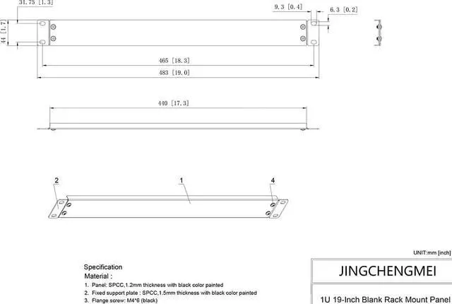 Alt view image 3 of 6 - Jingchengmei 1U Rack Mount Blank Panel for 19-inch Server Rack Enclosure or Network Cabinet, Disassembled, Black(ABPA)