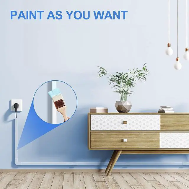 Alt view image 7 of 7 - 125in Cord Hider/Cover Wall - Yecaye One-Cord Channel Cable Concealer - Easy Install Cable Management System for Max 2 Small Wires, Cable Raceway Home Office, 8X L15.7in W0.59in H0.4in, White