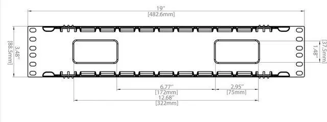 Alt view image 2 of 5 - Raising Electronics 19 Inch 2U Rack Mount Cable Management Unit 12 Slots with Panel Plastic