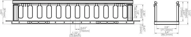 Alt view image 3 of 5 - Raising Electronics 19 Inch 2U Rack Mount Cable Management Unit 12 Slots with Panel Plastic
