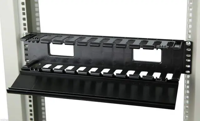 Alt view image 5 of 5 - Raising Electronics 19 Inch 2U Rack Mount Cable Management Unit 12 Slots with Panel Plastic