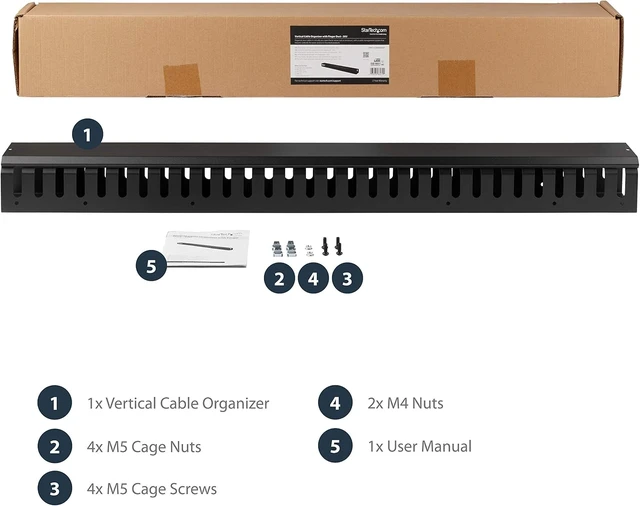 Alt view image 5 of 6 - 3ft (1m) Vertical Cable Management Duct with Cover 0U Open Slot Finger Duct Wire Raceway for 19 Inch Server Rack, Slotted Cord Channel (CMVER20UF)