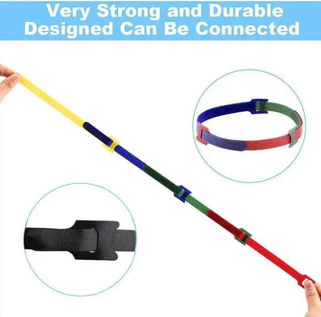 Alt view image 5 of 6 - 60PCS Reusable Cable Ties 2 Size Adjustable Cable Straps 50PCS 8 Inches 10PCS 6 Inches Cable Organizer Cord Wrap and Hook Loop Cords Management - 5 Colors