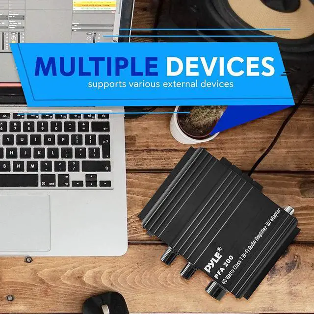 Alt view image 6 of 7 - Good Product Outlet Home Mini Audio Amplifier - 60W Portable Dual Channel Surround Sound HiFi Stereo Receiver w/ 12V AC Adapter, AUX, MIC IN, Supports Smart Phone, iPhone, iPod, MP3 For 2-8ohm Speake