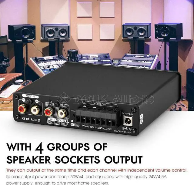 Alt view image 6 of 7 - HiFi Bluetooth 5.0 Digital Power Amplifier Stereo 2/4 Channel Audio Amp 50W x 4
