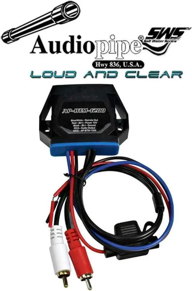 Alt view image 2 of 3 - Marine Wireless Music Stream Audio Receiver (AP-BTM-1200) Blutooth 5.0 Adaptor RCA Stereo Outputs Perfect for Marine ATV UTV Golf Car Home Music