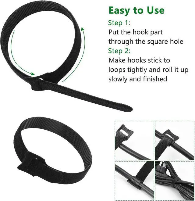Alt view image 4 of 7 - 60 Pcs Reusable Fastening Cable Ties with Hook and Loop Multi-Purpose Cable Straps Wire Ties Cable Management Adjustable Cord organizer Ties for Computer/TV/Electronics 3 Sizes and 5 Colors