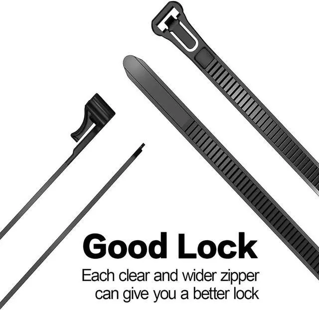 Alt view image 4 of 7 - Releasable Reusable Zip Ties 12 Inch Heavy Duty Zip Tie Thick Black Cable Ties Reusable 100 Pack 50lb Tensile Strength Nylon Cable Wire Ties for Multi-Purpose Use Indoor And Outdoor Plastic Tie Wire
