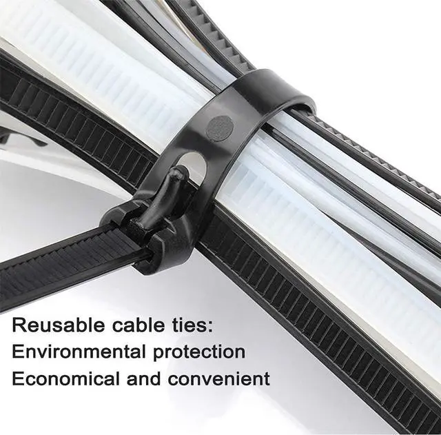 Alt view image 5 of 7 - Releasable Reusable Zip Ties 12 Inch Heavy Duty Zip Tie Thick Black Cable Ties Reusable 100 Pack 50lb Tensile Strength Nylon Cable Wire Ties for Multi-Purpose Use Indoor And Outdoor Plastic Tie Wire